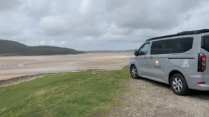 Toby, a Ford Transit Custom pop-top campervan available for family hire in the Scottish Highlands.
